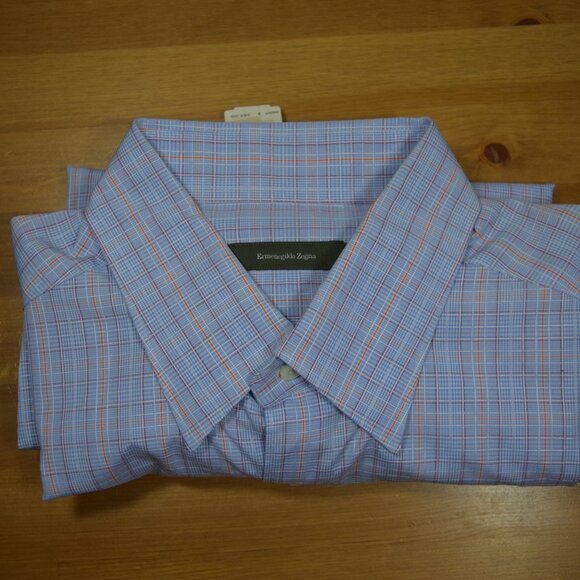 $790 NWT ERMENEGILDO ZEGNA COTTON MEN BLUE LONG SLEEVE SHIRT MEN XXL ITALY - Picture 4 of 13